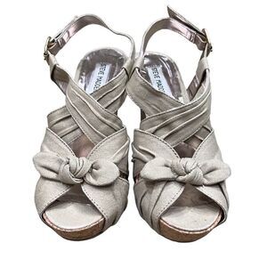 Steve Madden Women’s 6.5 Adorable Khaki Wedge Sandals with Bow and Back Buckle